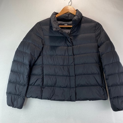 Uniqlo Ultra Light Down Puffer Jacket Women Size S Black Nylon Quilted Mock Neck