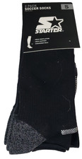 Starter 2-Pack Unisex Youth/Adult Soccer Socks, Black, S