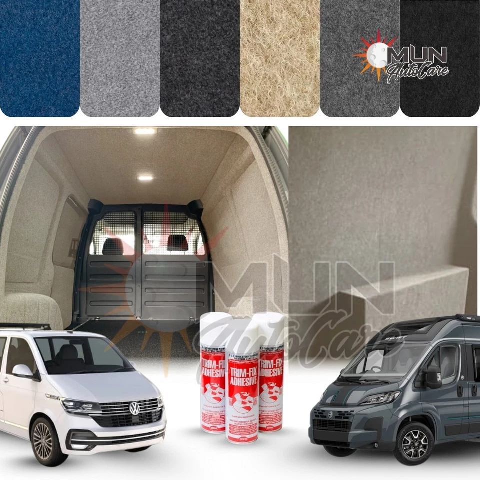 Forro de alfombra de 4 vías para furgoneta Volkswagen Transporter 10 m × 2 m + 10 adhesivos de fijación de molduras Foto 2 de 2