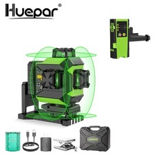 Huepar 4D Laser Level 16 Lines Self Leveling Cross Line 197Ft 704CG + Receiver