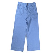 Maeve Colette Pants Women 27 Blue Wide Leg Crop Linen Blend High Rise Academia