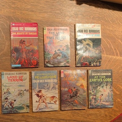 Edgar Rice Burroughs Lot of 7 1960s Adventure Tarzan Pellucidar Mars Etc ..