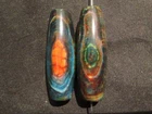 2 Pcs Lovely Tibetan Natural Colorful Agate Prayer Dzi *Sky Eyed* Beads HH047