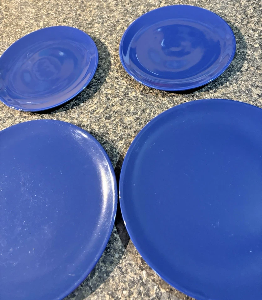 IKEA Stoneware Blue Set of 2 Dinner Plates 5 Salad Plates EUC 15560 - Image 4 of 4