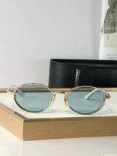 Chrome Hearts Round Sunglasses Gold Frame Blue Lenses Made in Japan Eyewear