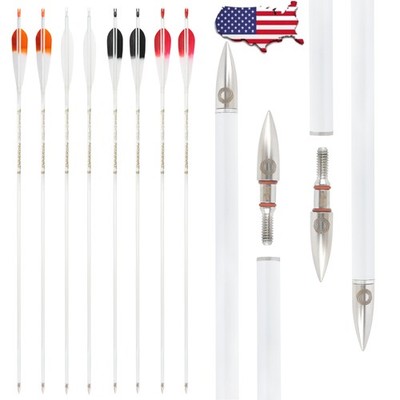 6X 32'' Pure Carbon Arrows Natural Feather .003'' SP500 Archery Bow Hunting Target