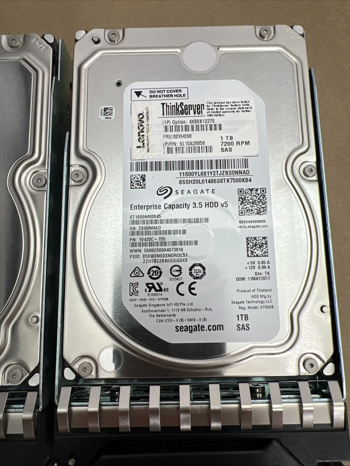Lot (6) Lenovo 1TB Hard Drive 7.2K Enterprise 12Gbps 3.5inch SAS HDD 4XB0K12270 - Image 2 of 2