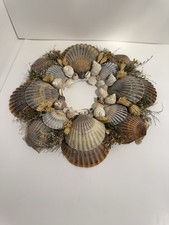 Coastal Seashell Oceanside Wreath - Natural and Cream Scallop Shells handmade