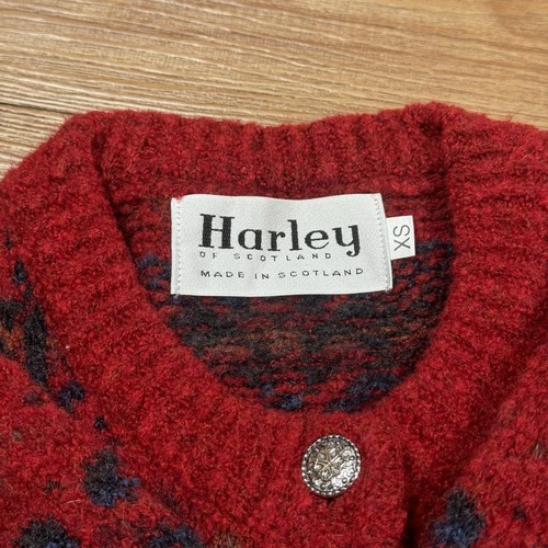 Harley of Scotland Women's XS Red Merino Wool Button-Front Cardigan Sweater - Picture 8 of 9