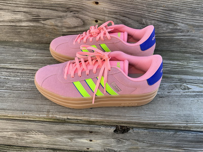 Adidas Women's VL Court Bold Platform Sneaker Pink / Lemon / Blue Size 9.5 NEW