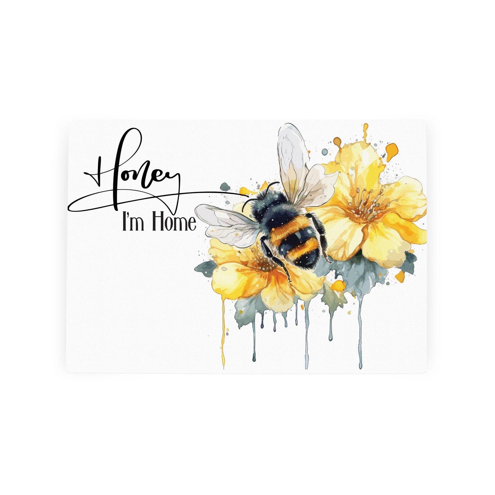 Honey I'm Home Small Glass Worktop Protector - Floral Bumblebee Chopping Board
