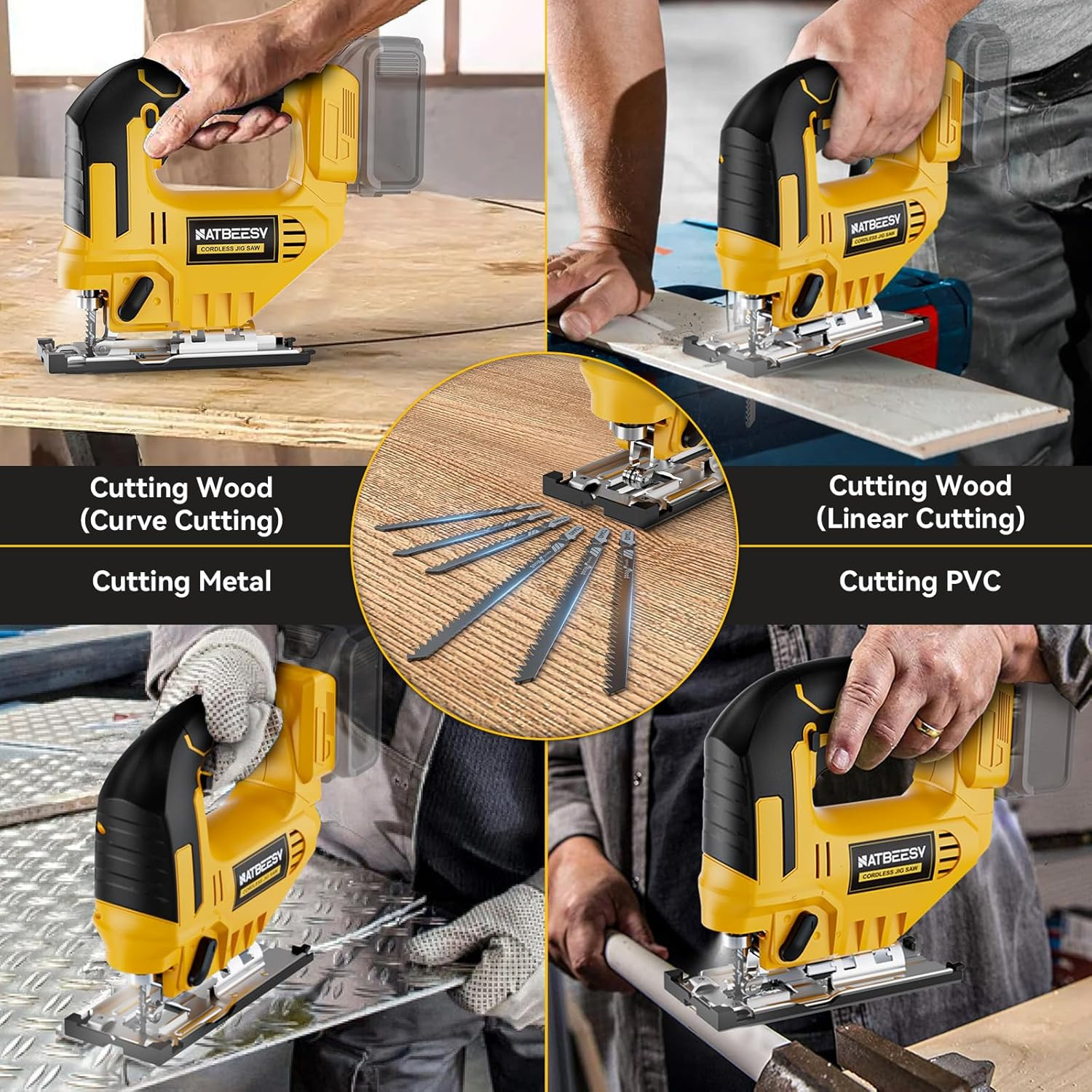 Jigsaw for Dewalt 20V Max Battery, Cordless Jig Saw Tool, LED Work Light,45° ...