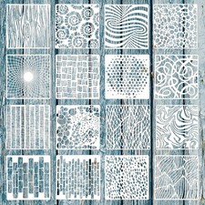 16Pcs Stencils for Painting on Wood, 6"x6" Crafts 2.0, Off-white