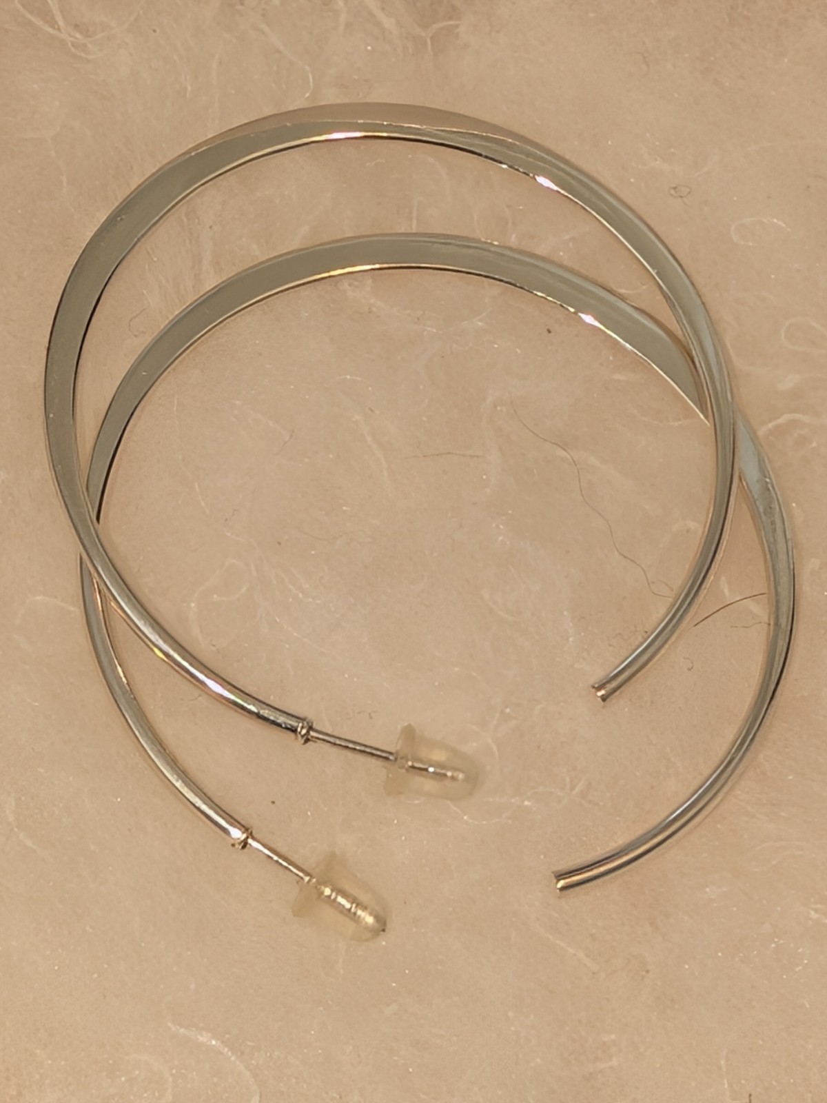 Sterling Silver Large 2 Inch Round Flat Hoop Earr… - image 9