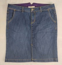 Route 66 Denim Skirt 11/12 Blue Cotton Blend Straight Midi Pocket