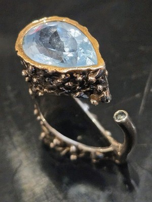 Blautopas Sterlingsilber Nugget Ring - Größe 7,5