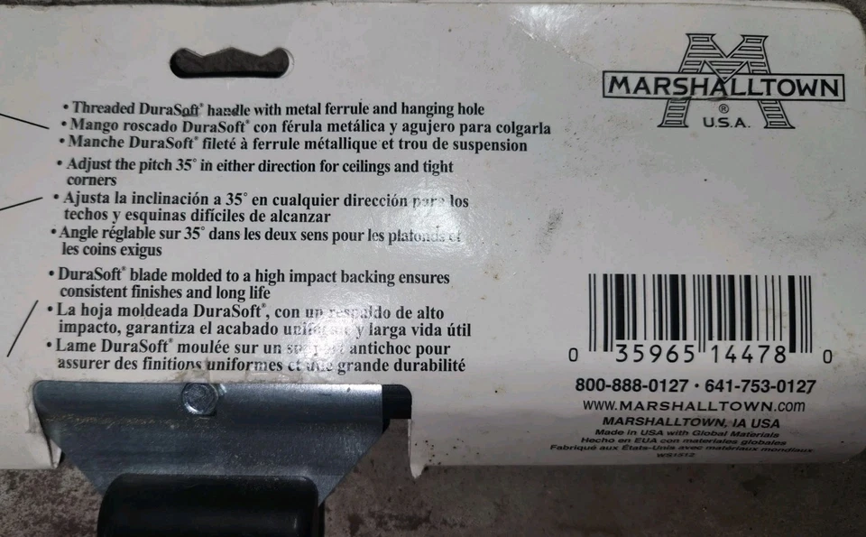 Marshalltown ~ Derriba ajustable AKD22, paleta escobilla de goma, 22", hecha en EE. UU.🇺🇸 Foto 3 de 4