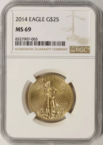 2014 $25 American Gold Eagle NGC MS69 1/2 oz