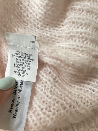 J. Crew Women Mohair bland Shawl neck Sheer Knit pullover Sweater Size XS Pink - Picture 6 of 10