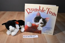 Russ Sam Black and White Cat Beanbag Plush and Rumble Tum Book 310-3928 