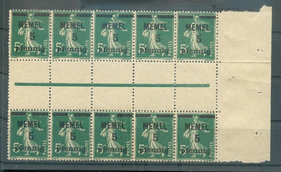 Memel 18c ZS per 5 INTERSPACE** MNH UNUSED 500EUR (45246)