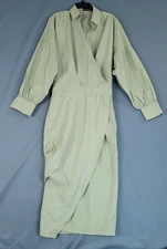Pretty Little Thing Women's Wrap Dress Midi Long Sleeve Green Size 8