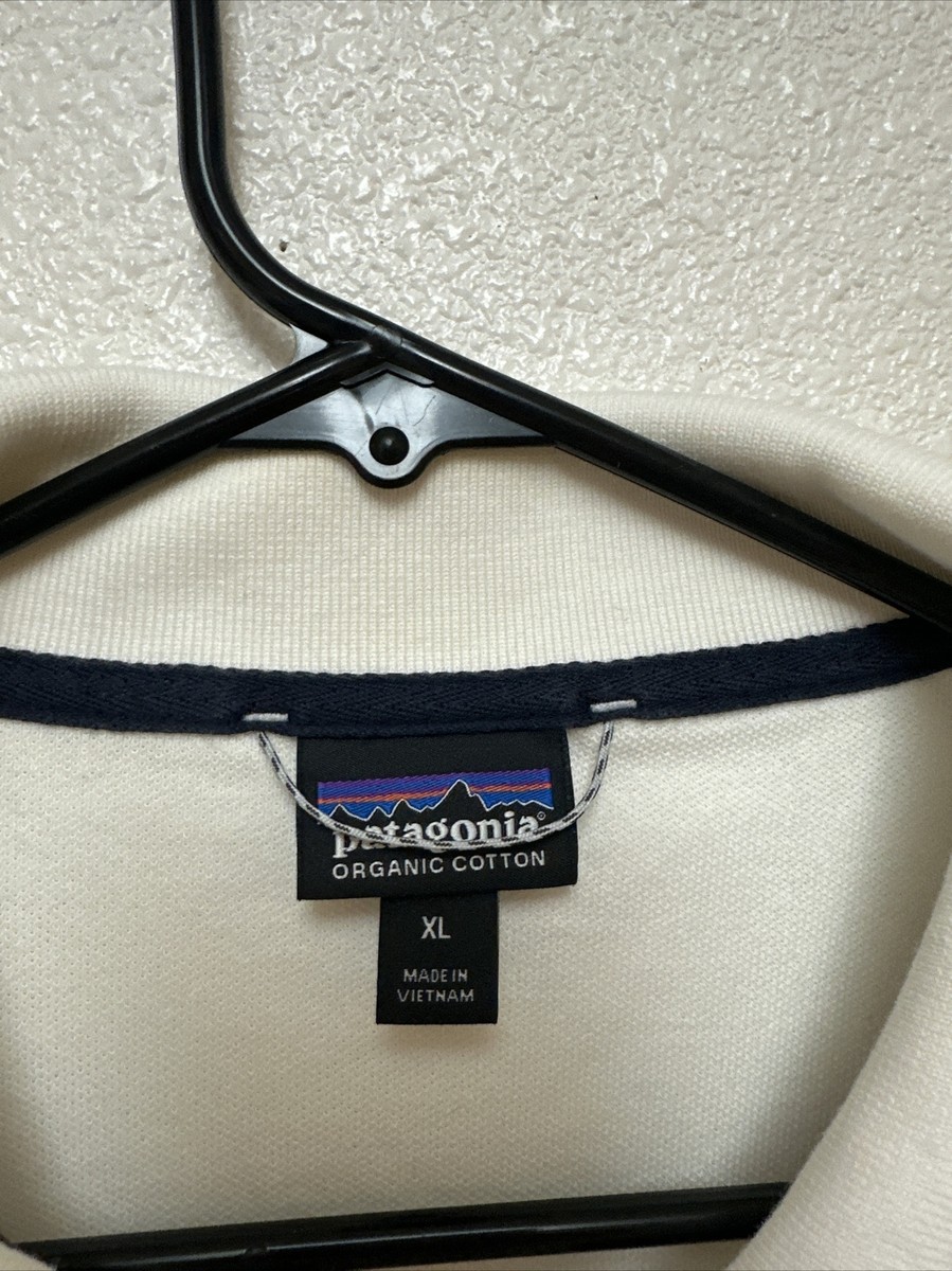 Patagonia Men's White Polo Shirt Short Sleeve Organic Cotton Sz XL