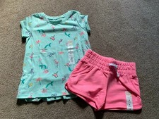 NWT Little Girls Jumping Beans Pink Shorts  Mermaid Summer Theme Top - Size 4