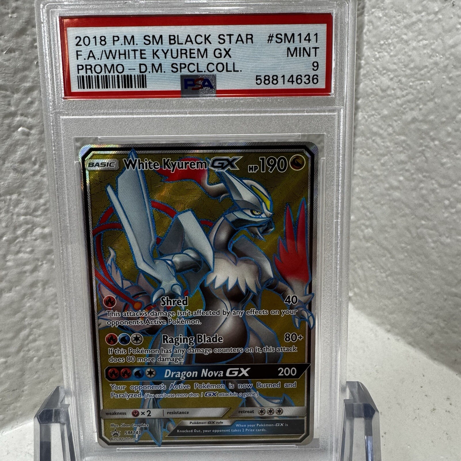 2018 Pokemon S&M Dragon Majesty Spcl. Coll. Promo White Kyurem GX #SM141 - PSA 9