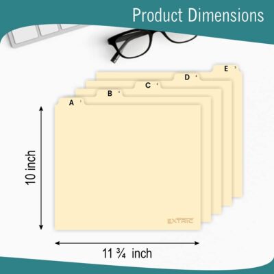 EXTRIC Alphabetical File Organizer, 25 Alphabet Dividers With Tabs Letter Size