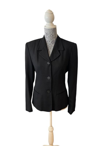 Charter Club Classic Black Womens Blazer Jacket Size 4 3-Button 100% Wool