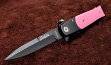 Pink Women's Spring Assisted Opening 7 1/2" Stiletto Folding Pocket Knife