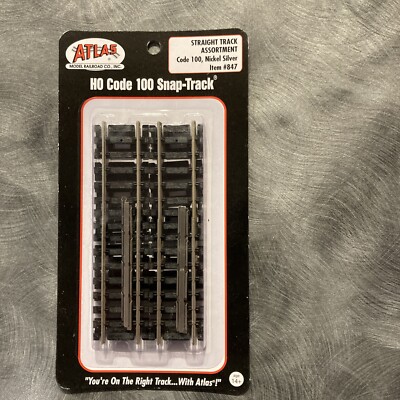 Atlas HO Scale ~ New 2024 ~ Code 100 ~ Straight Snap Track Assortment (12) ~ 847