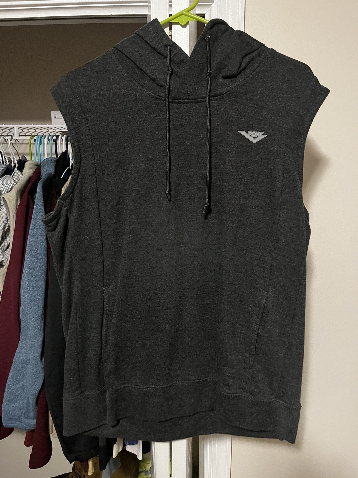 Felpa con cappuccio tagliata pony uomo grande