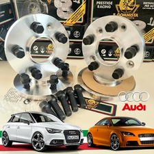 KIT 4 DISTANZIALI 16+16mm 5x100 57.1 + BULLONI NERI PER AUDI A1-S1 8X/GB e TT 8N