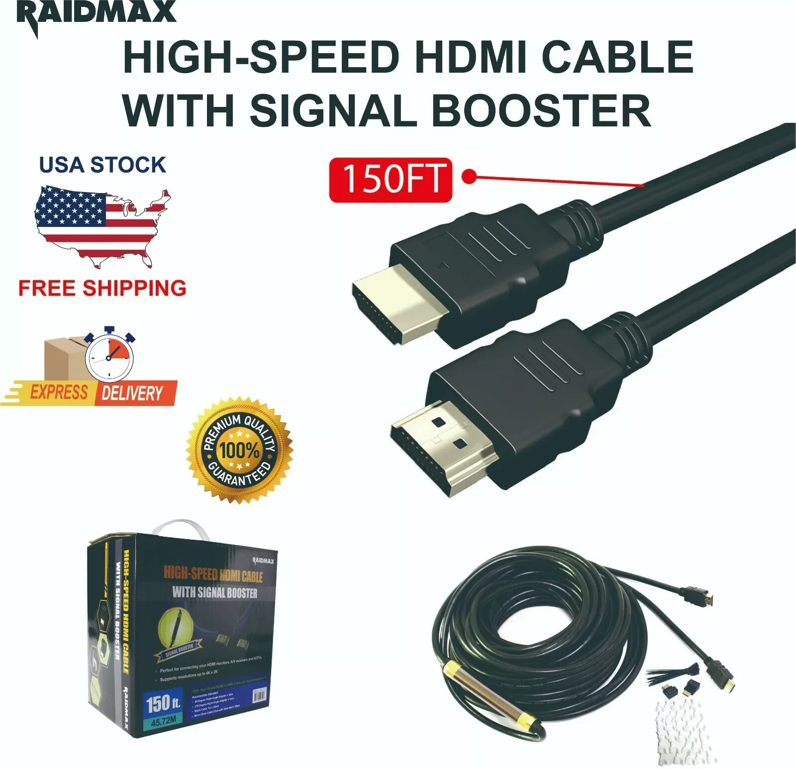 High-Speed 150FT HDMI Cable with Signal Booster for 1080p-image