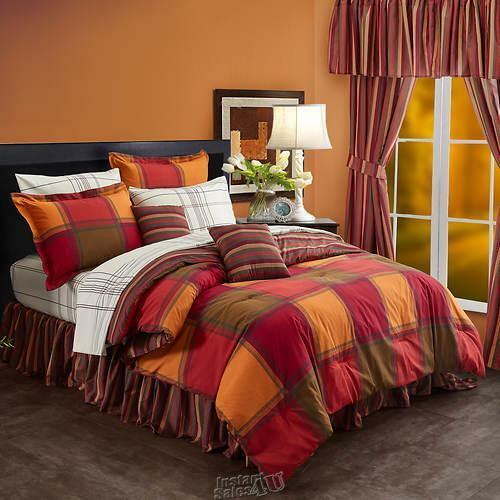 20-Piece Bonanza Bedding Sheet Bed Set Multi Stripe Orange Queen Size Sham Skirt - Picture 2 of 2