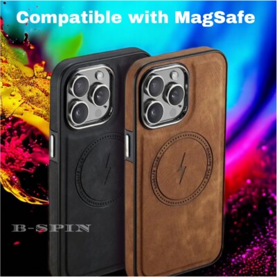 Fr Apple iPhone 18 17 16 15 14 Pro Max  Leather MagSafe Magnetic Shockprof Cover