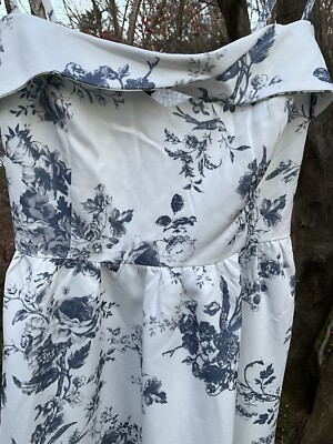 Aakaa Bellagio Slate Gray/White Rose Spaghetti Strap Midi Dress Size Small  NWT | eBay