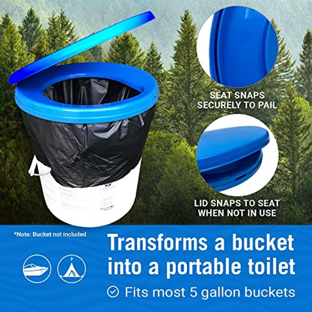 Portable Toilet Bucket Toilet Seat Set for Camping Boating Outdoor