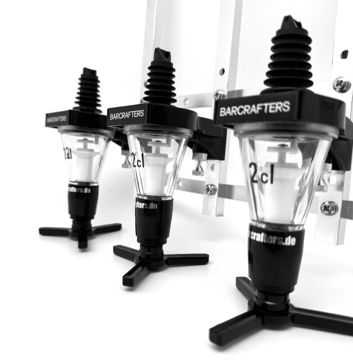 BARCRAFTERS Dosierer 3 Spender SET 2 cl + 3 er Wandhalterung Dosiergerät