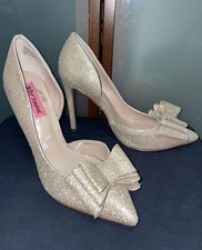 Betsey Johnson Women's Paris Prince D'Orsay Pumps Gold Sparkle Heels Size 8.5