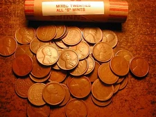 LINCOLN WHEAT CENT PENNY ROLL mixed twenties ALL "S" MINTS, contains every date 