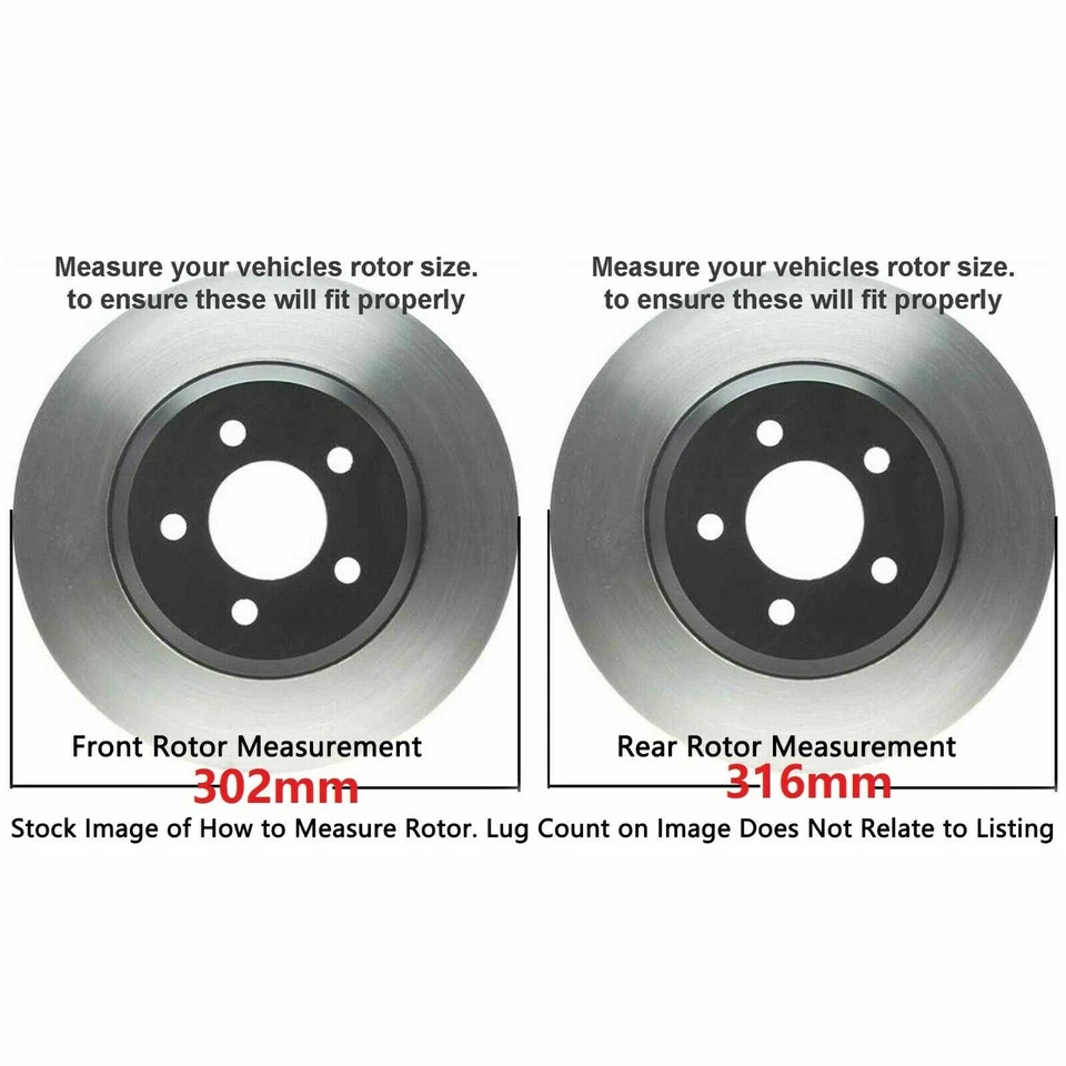 8pc 11.89" Front 12.44" Rear Rotors Brake Pads Kit for Dodge Nitro Jeep Liberty - Image 3 of 4