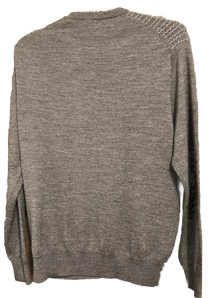 Toscano Firenze Sweater Mens XL Merino Wool Blend Sweater Gray Textured V Neck - Image 3 of 4