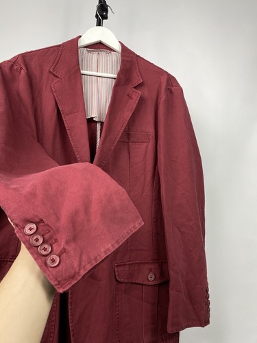 Peter Christian Single Breasted Chore Blazer Jacket Sz 42R L/XL Mulberry Cotton - Picture 4 of 11
