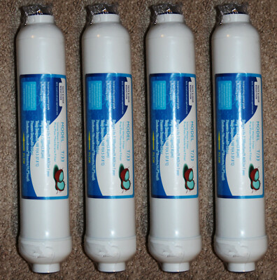 Four T33 Inline Coconut Activated Carbon Post Filter w 1/4'' Push Connectors