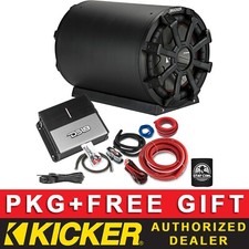KICKER 400W CWTB104 10" CAR AUDIO SUB PACKAGE  CLASS D AMPLIFIER  4AWG KIT