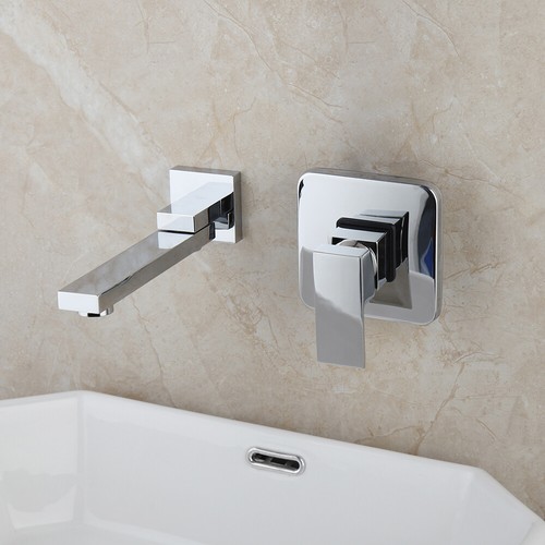 2 PCS Wall Mounted Waterfall Bathroom Basin Sink Faucet Mixer Tap Chrome Brass - Picture 7 of 10