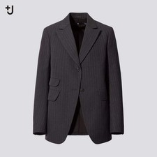 Uniqlo +j Jil Sander Wool Blend Tailored Jacket/blazer Striped Dark Grey Size S